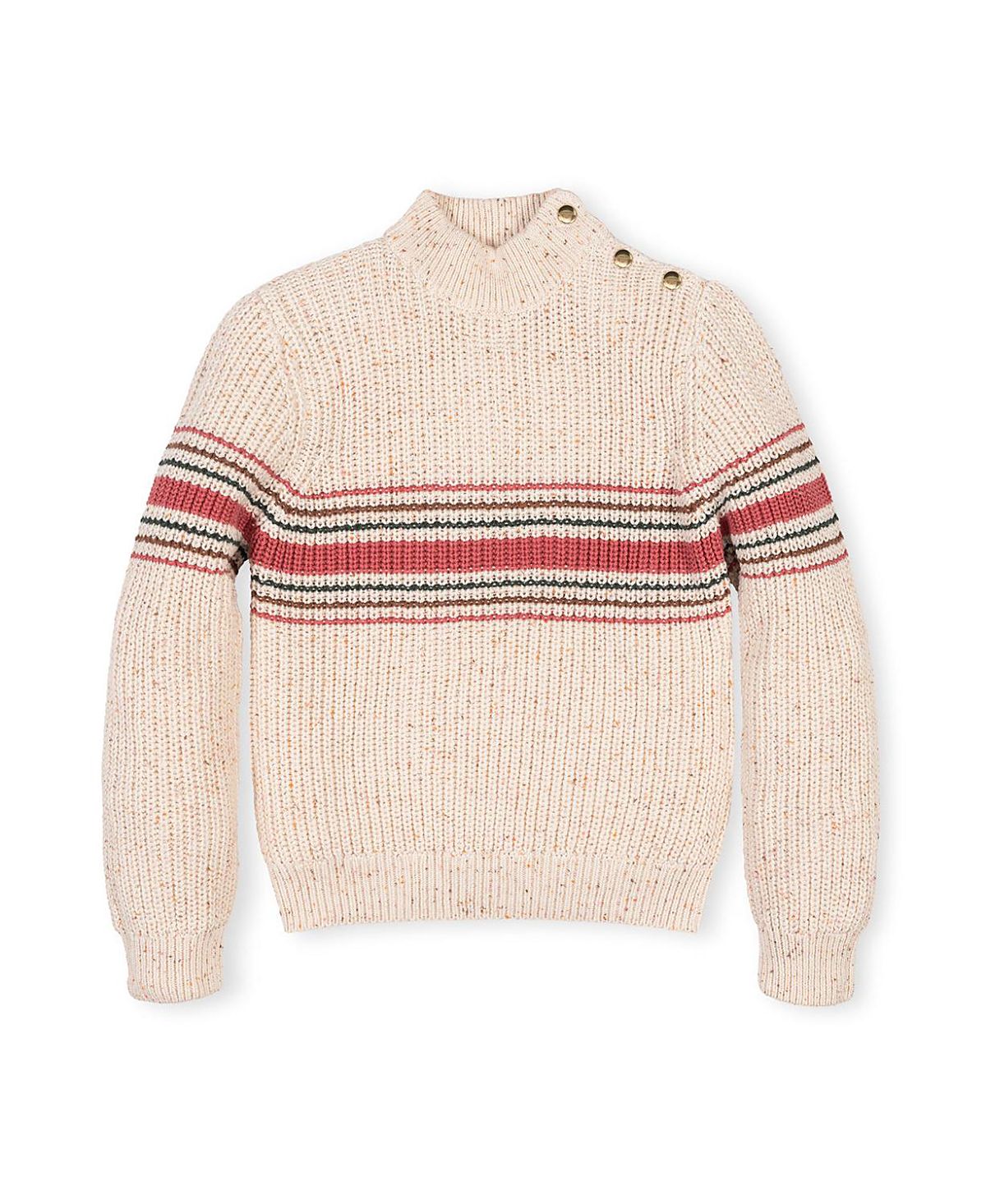 Hope & Henry Girls' Organic Mock Neck Sweater with Buttons - Little Kid, Big Kid