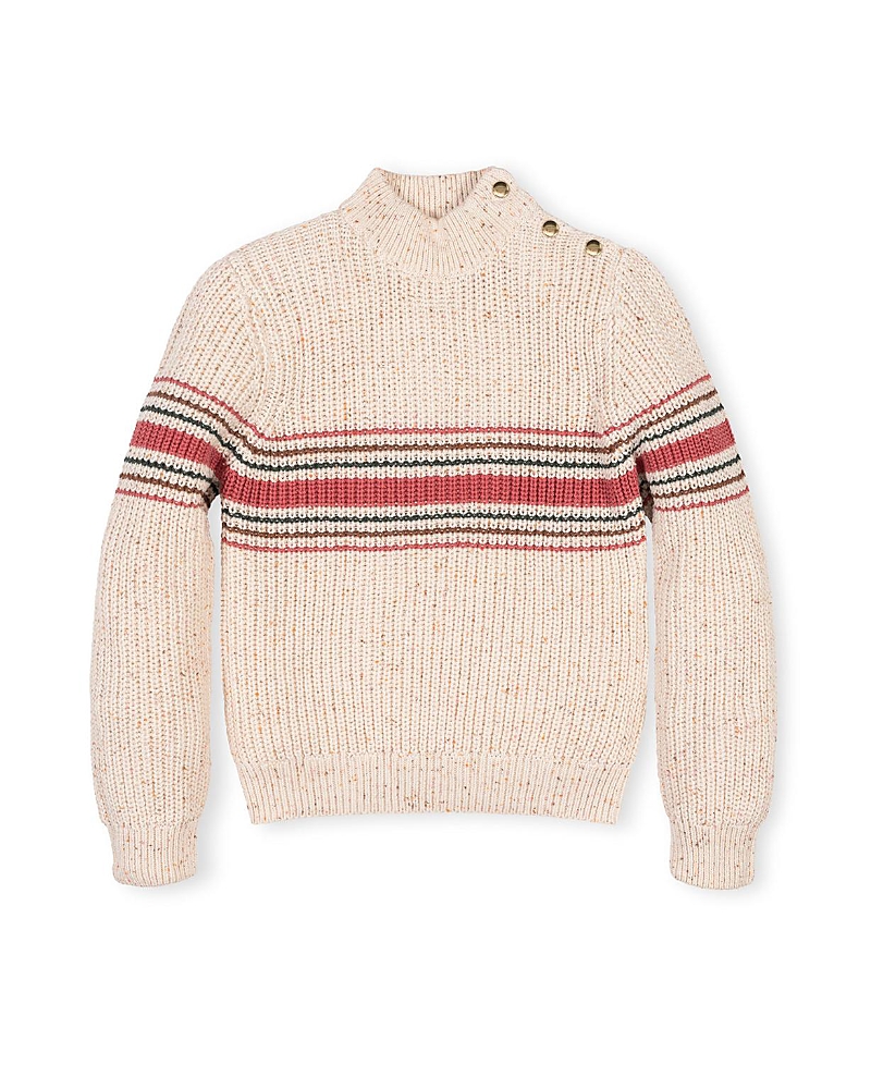 Hope & Henry Girls' Organic Mock Neck Sweater with Buttons - Little Kid, Big Kid