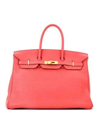 Birkin 35 Handbag Pink Clemence with Gold Hardware