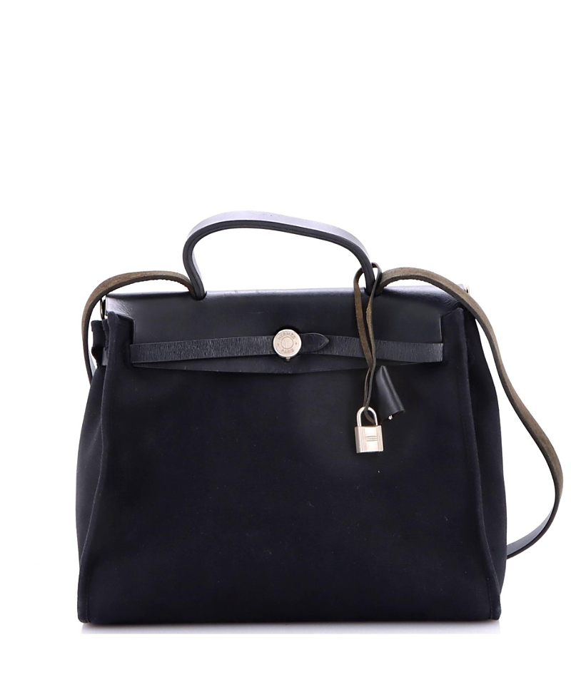 Pre-Owned HERMES Pm Herbag Toile and Leather