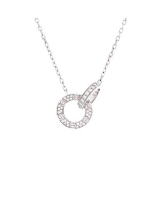  Love Interlocking Pave Necklace 18K White Gold and Diamonds, 16"