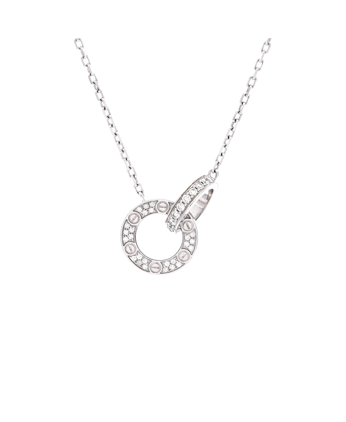 Pre-Owned Cartier Love Interlocking Pave Necklace 18K White Gold and Diamonds