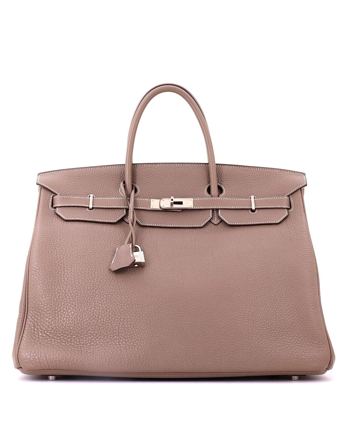 Pre-Owned HERMES Birkin 40 Handbag Grey Togo with Palladium Hardware