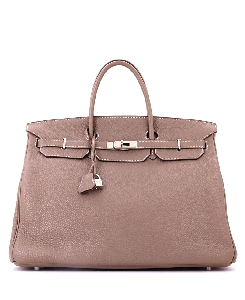 Pre-Owned HERMES Birkin 40 Handbag Grey Togo with Palladium Hardware