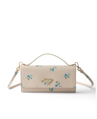  Printed Saffiano Leather Wallet With Shoulder Strap