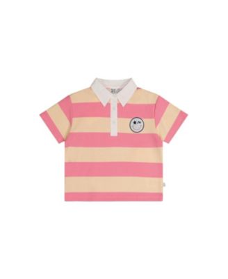 Girls' Casual Button Front Stripes Polo Top - Little Kid