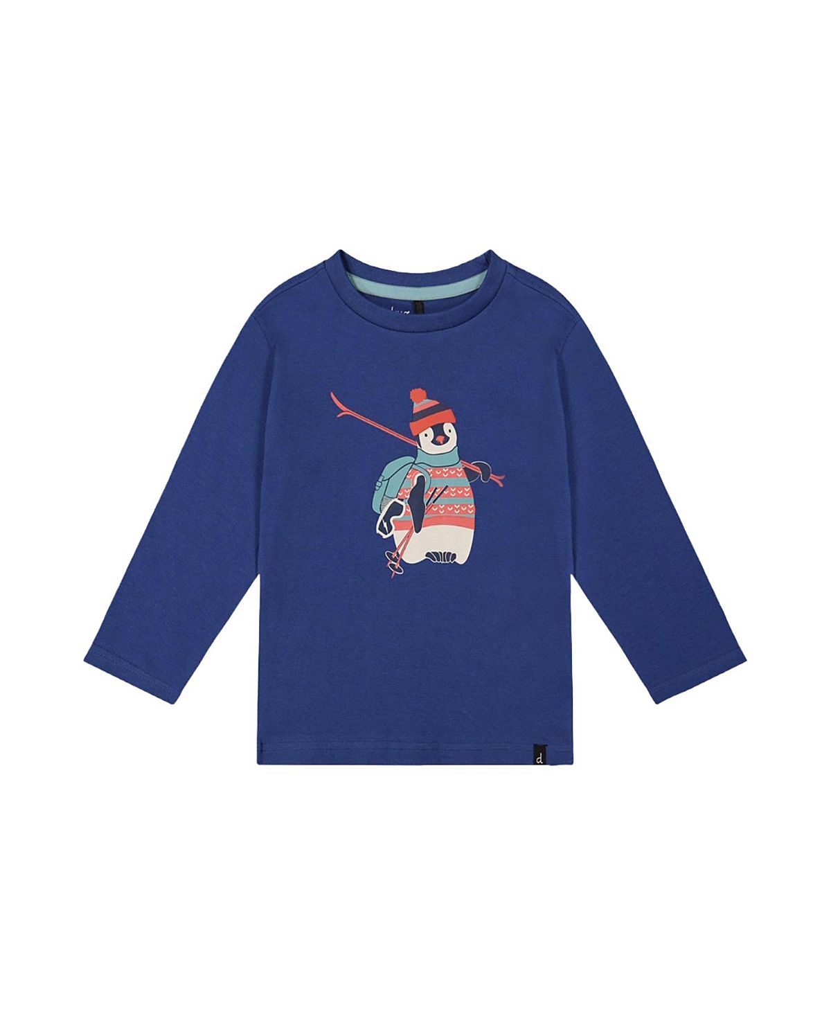 Deux par Deux Boys' Organic Cotton Crew Neck Penguin Graphic Long Sleeve T-Shirt - Little Kid