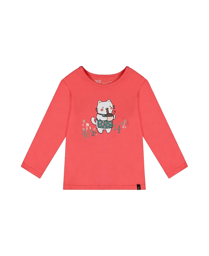 Deux par Deux Girls' Organic Cotton Cat Noodle Long Sleeve T-Shirt - Big Kid