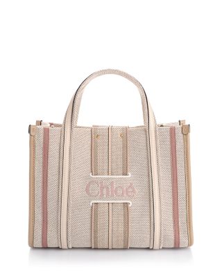 Woody Loop Small Striped Canvas Crossbody Tote