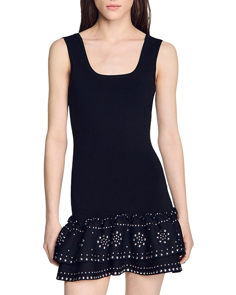 Sandro Dalya Studded Knit Mini Dress