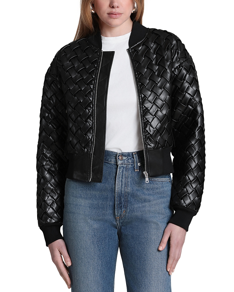 Avec Les Filles Faux Leather Bomber Jacket