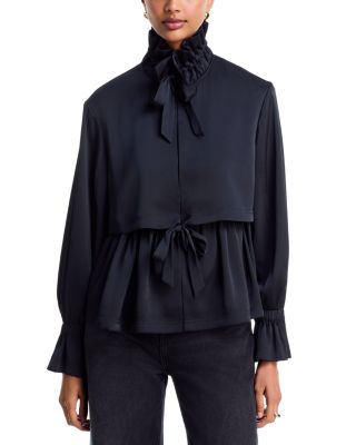 Azira Tie Neck Flared Cuff Jacket