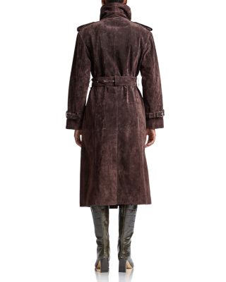Suede Belted Trench Coat - thumbnail 4