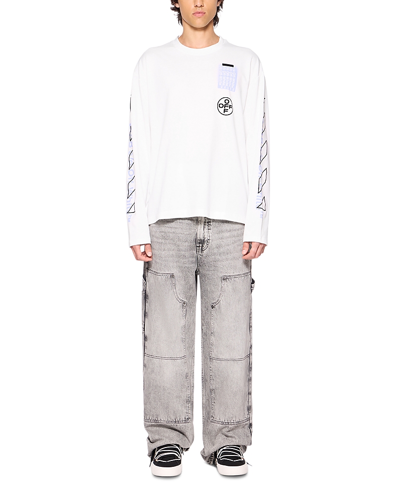 Off-White Cotton Active Logo Graphic Crewneck Shirt