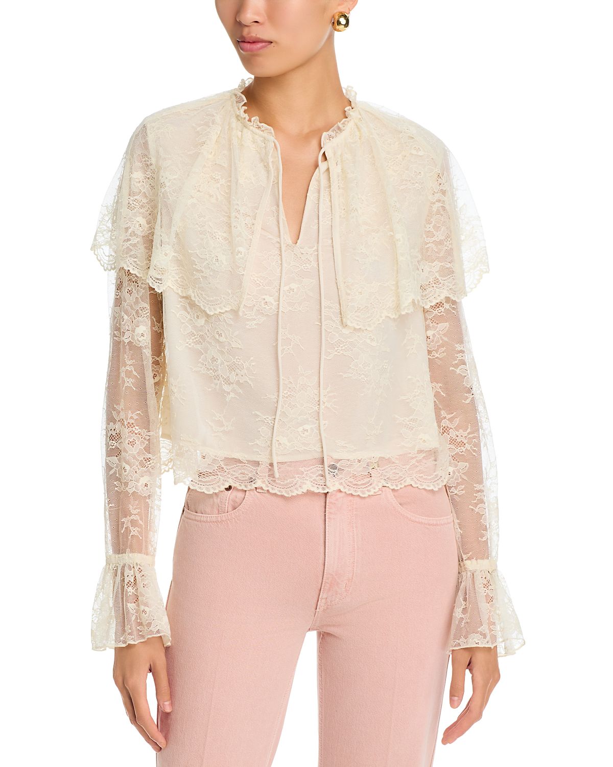 Aqua Lace Cape Blouse - Exclusive
