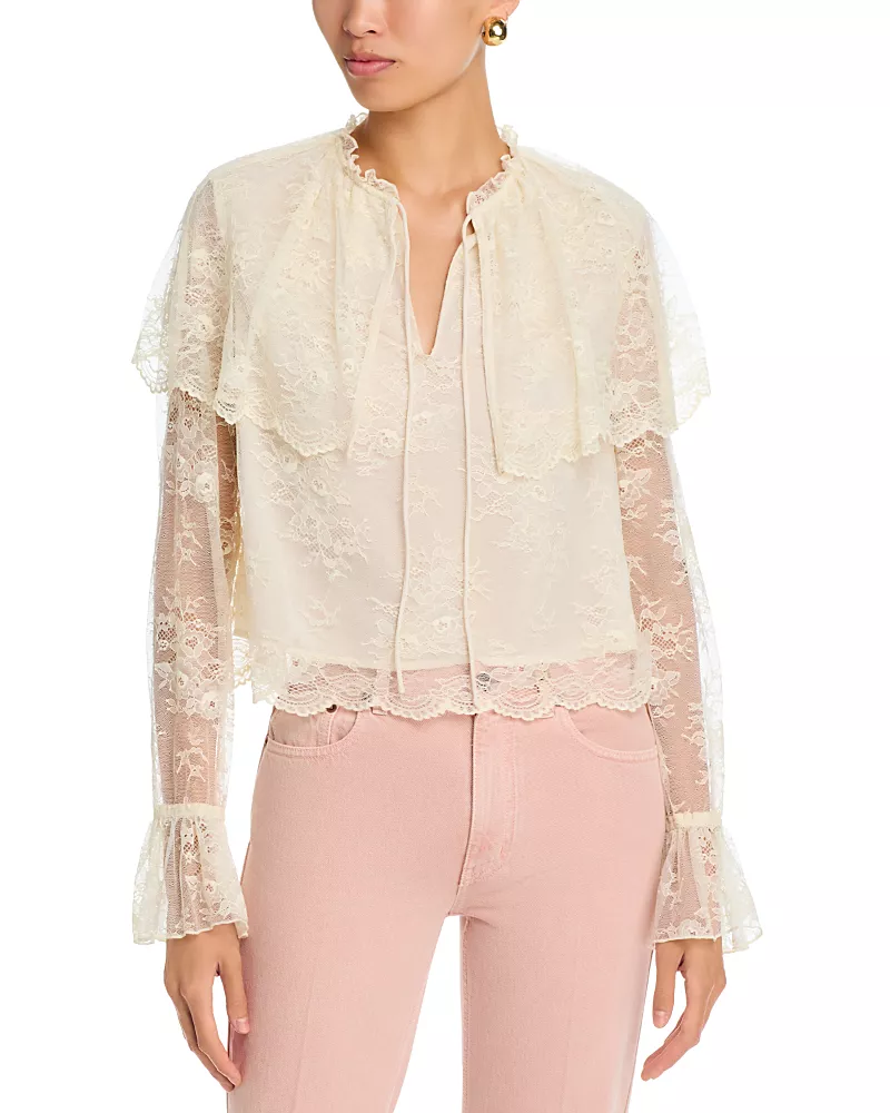 Aqua Lace Cape Blouse - Exclusive