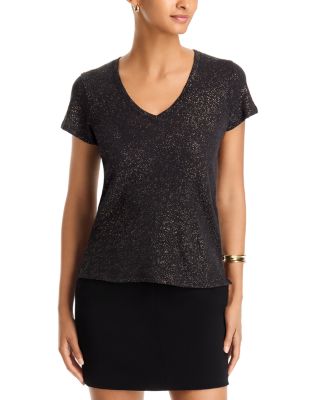 Cotton Jersey Foil V Neck Tee