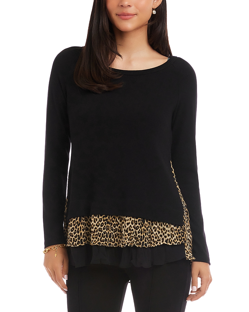 Karen Kane Layered Contrast Leopard Print Sweater