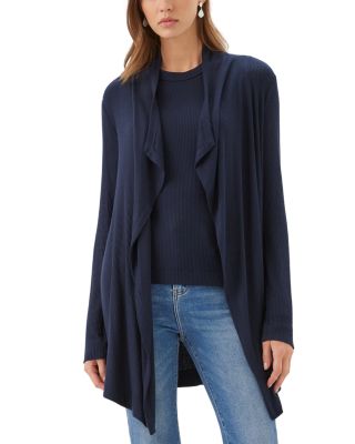 Ribbed Drape Front Cardigan
