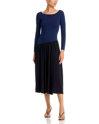 Fully Fashion Contrast Long Sleeve Midi Dress - Exclusive