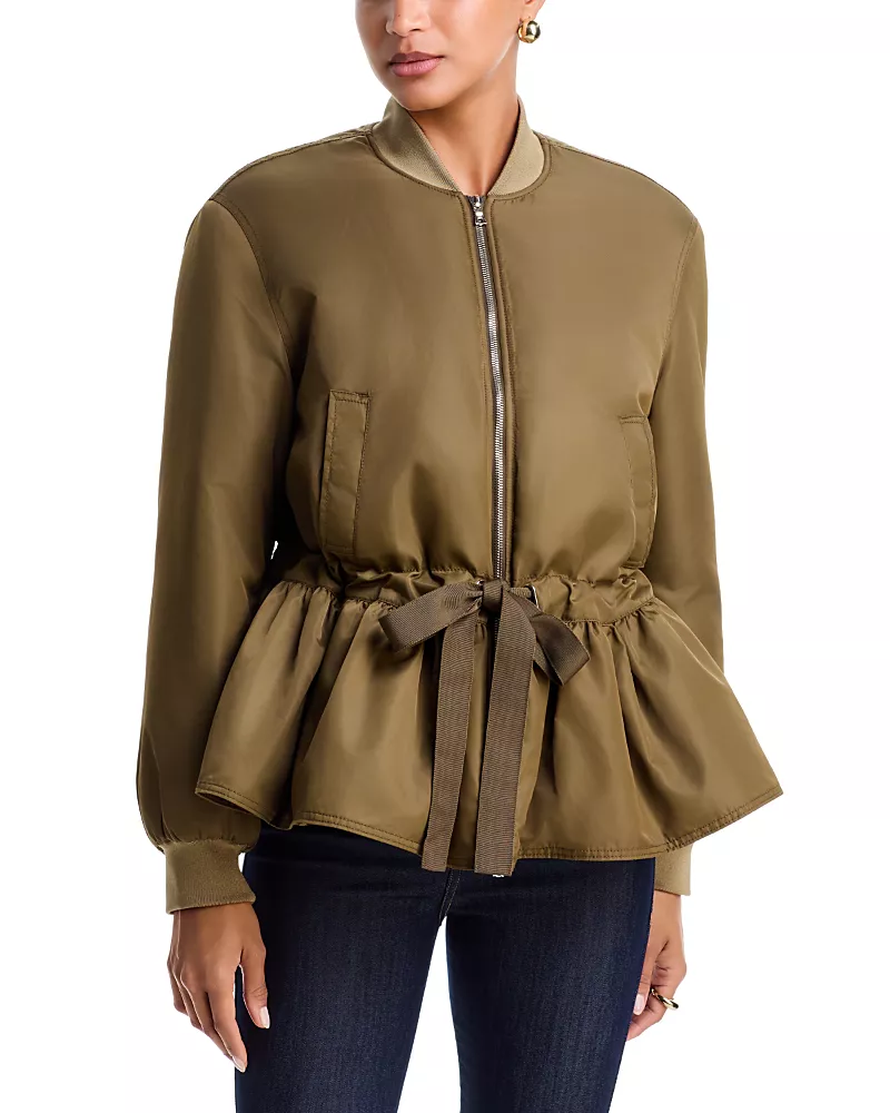 Cinq a Sept Valerina Peplum Hem Drawstring Coat