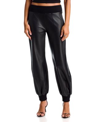 Puff Faux Leather Jogger Pants