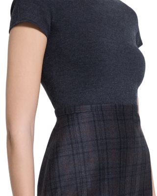 Short Sleeve A Line Wool Dress - thumbnail 9