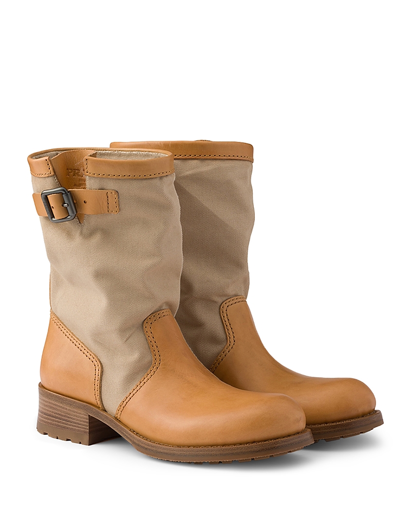 Prada Women's Leather and Canvas Boots