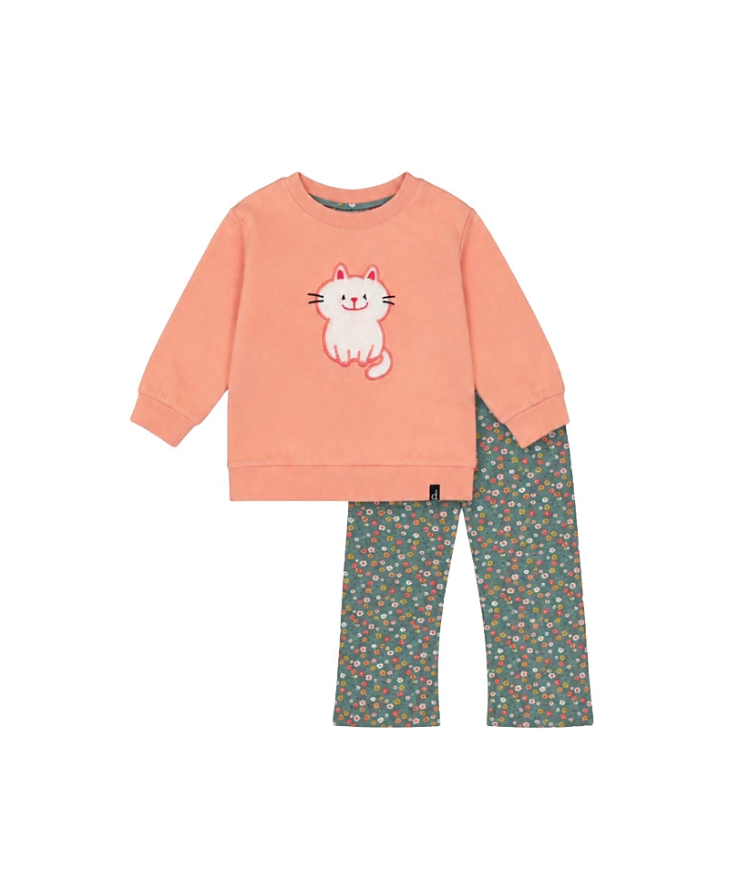 Deux par Deux Girls' Tunic Floral Charming Ribbed Leggings Set - Baby