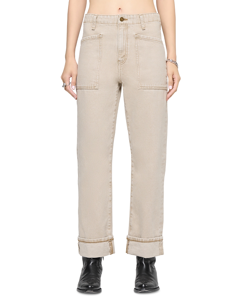 Re/Done The Bender High Rise Utility Jeans in Quiet Khaki