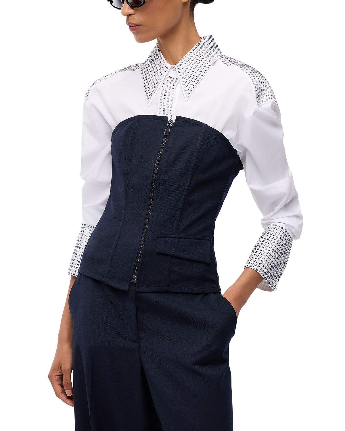 Pinko Cannubi Zip Front Corset Top