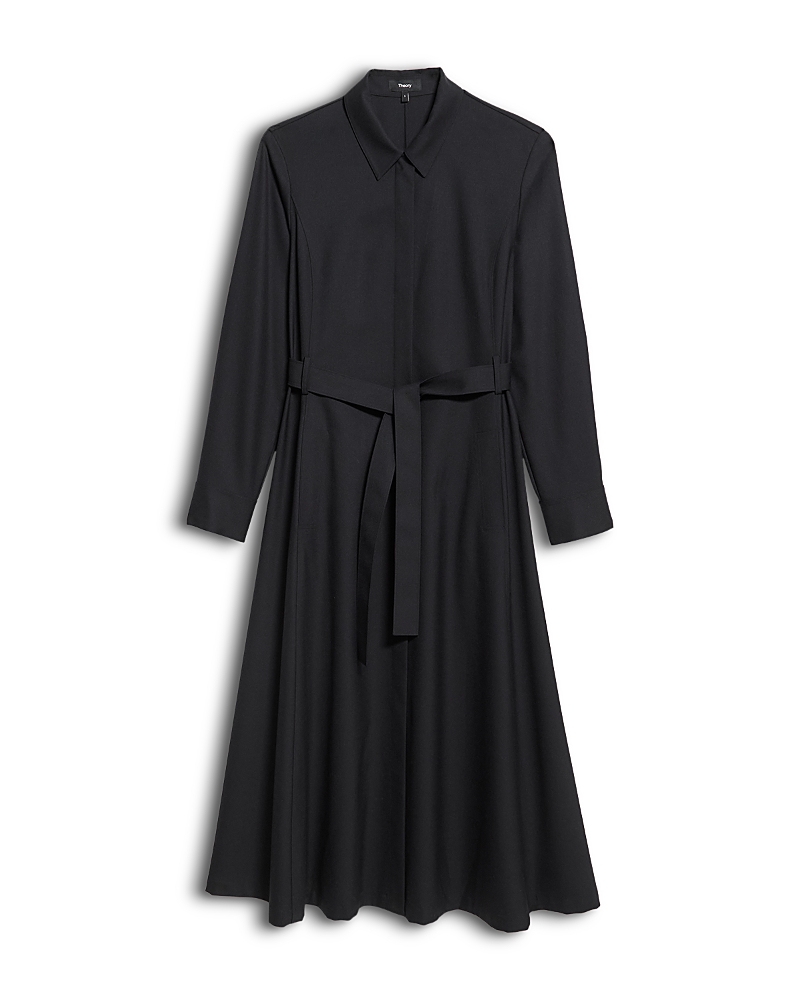 Theory Long Sleeve Belted Volume Drape Shirt Dress