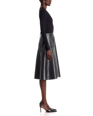 Mock Neck Mixed Media Studded Dress - thumbnail 5