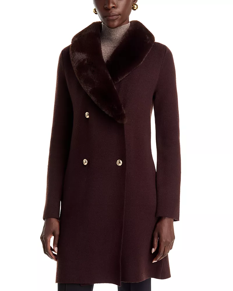T Tahari Faux Fur Shawl Collar Jacket
