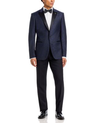 Floral Jacquard Slim Fit Wool Blend Dinner Jacket