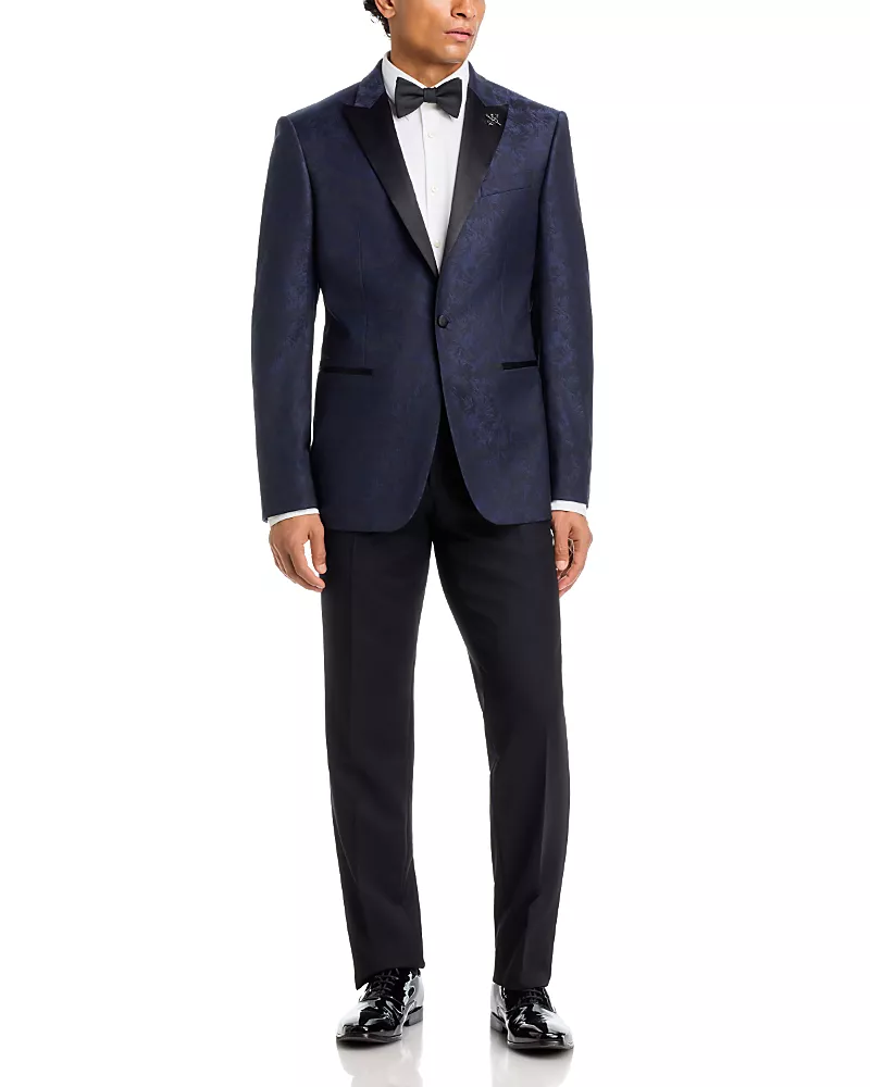 John Varvatos Star Usa Floral Jacquard Slim Fit Wool Blend Dinner Jacket