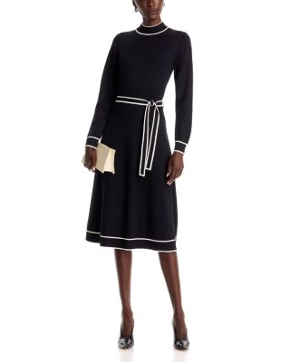 Contrast Trim Belted Dress - thumbnail 7