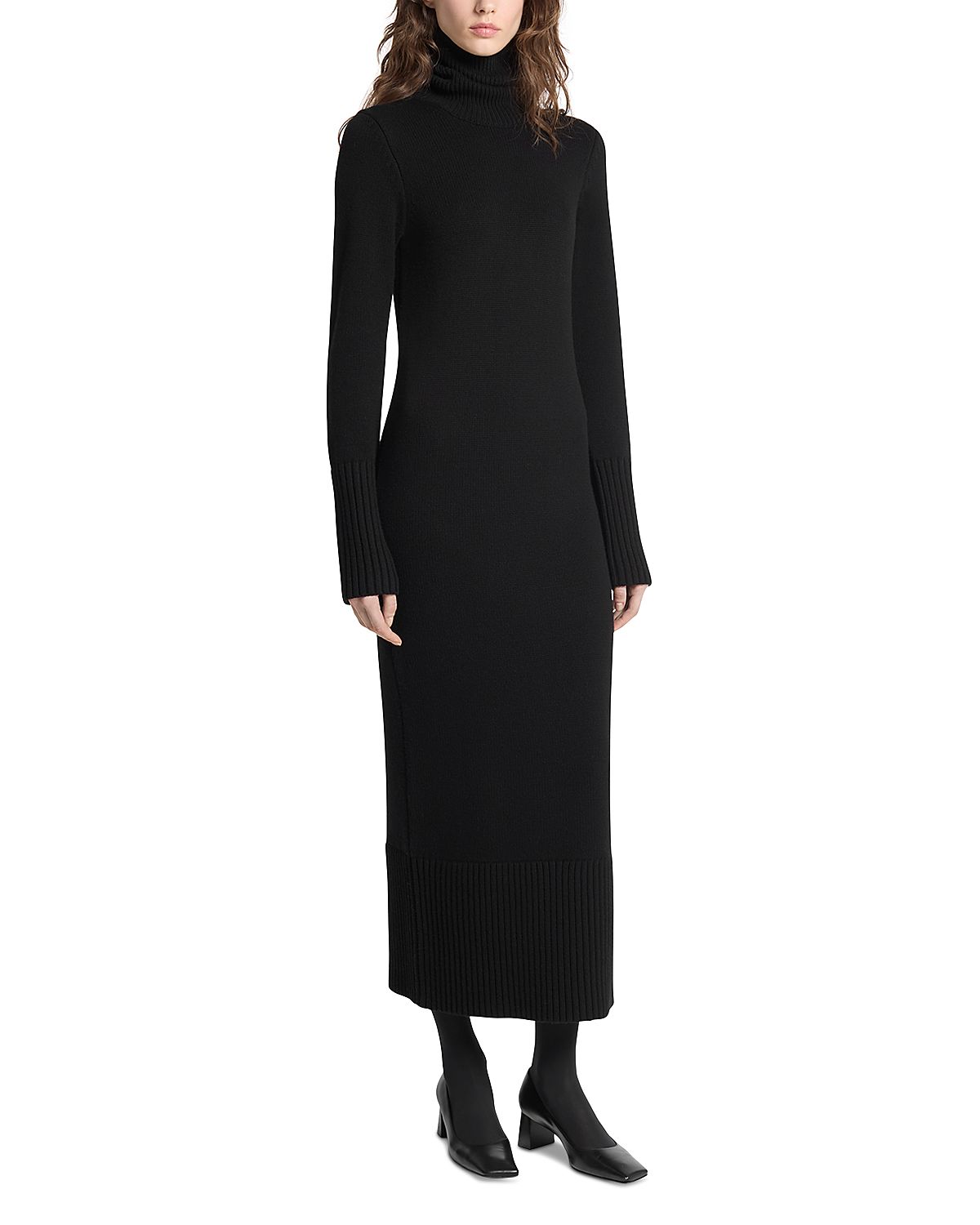 Michael Kors Collection Merino Wool Turtleneck Long Sleeve Dress