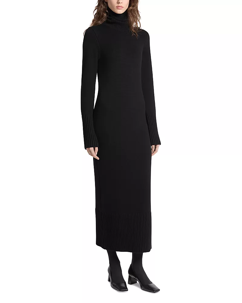 Michael Kors Collection Merino Wool Turtleneck Long Sleeve Dress