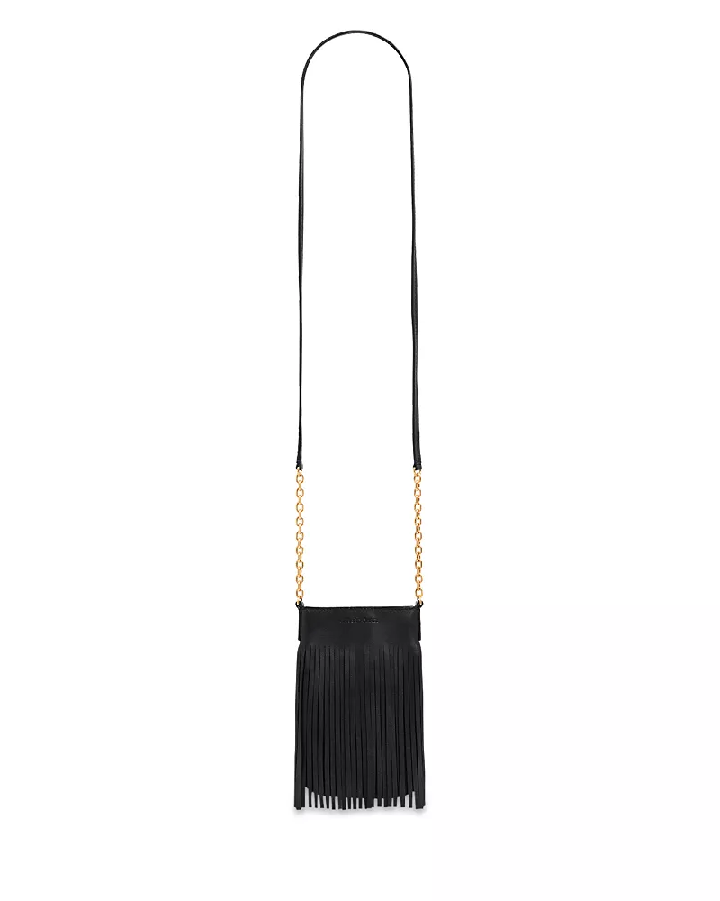 Gerard Darel Charlotte Fringe Leather Crossbody Phone Bag