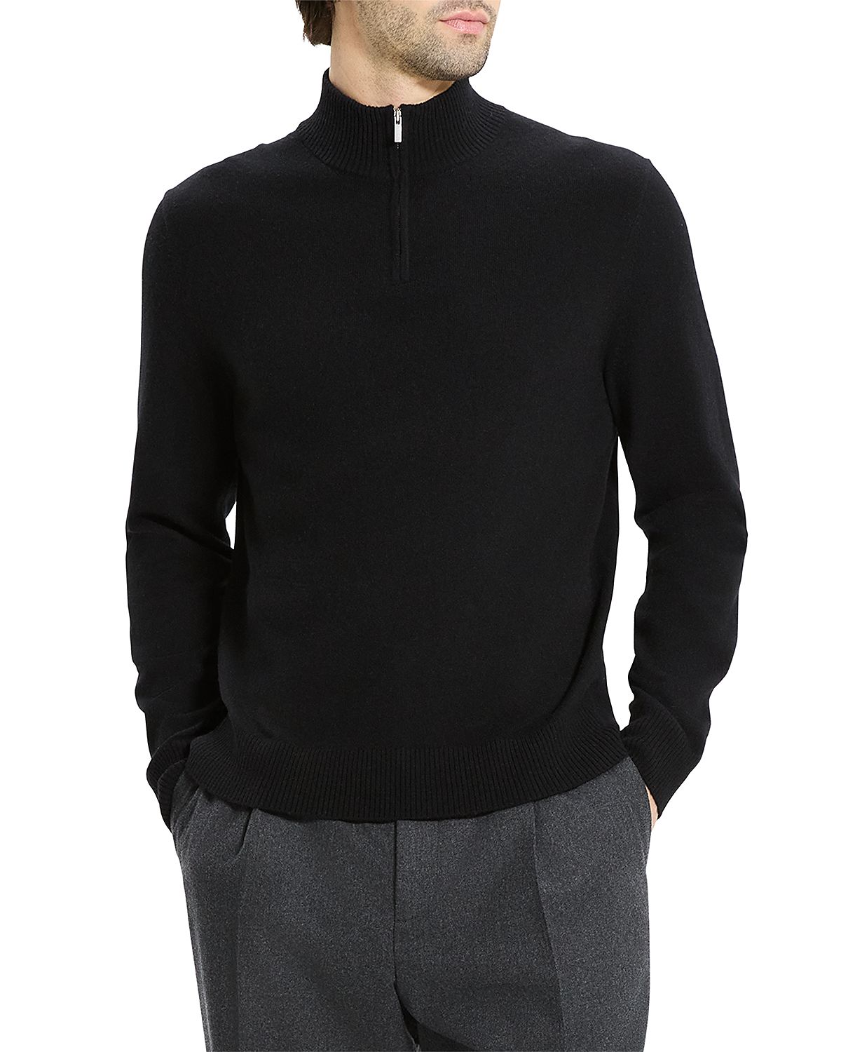 Theory Hilles Cashmere Quarter Zip Sweater