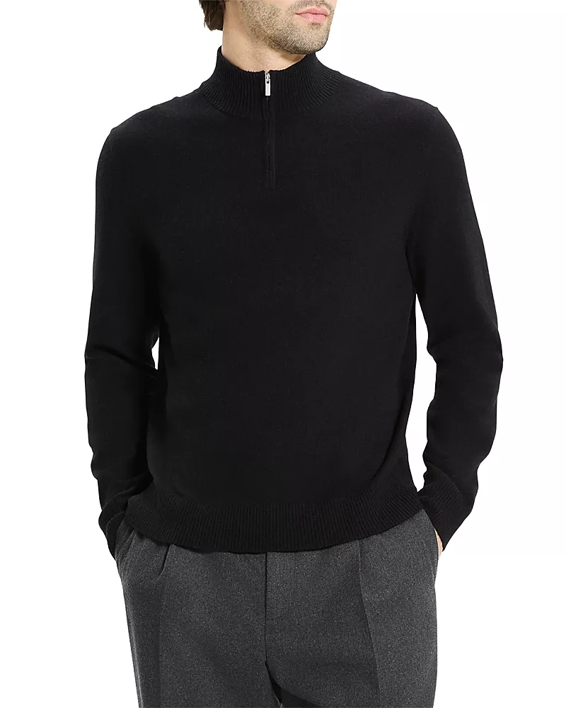 Theory Hilles Cashmere Quarter Zip Sweater
