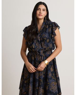 Crinkle Georgette Tie Neck Midi Dress - thumbnail 8