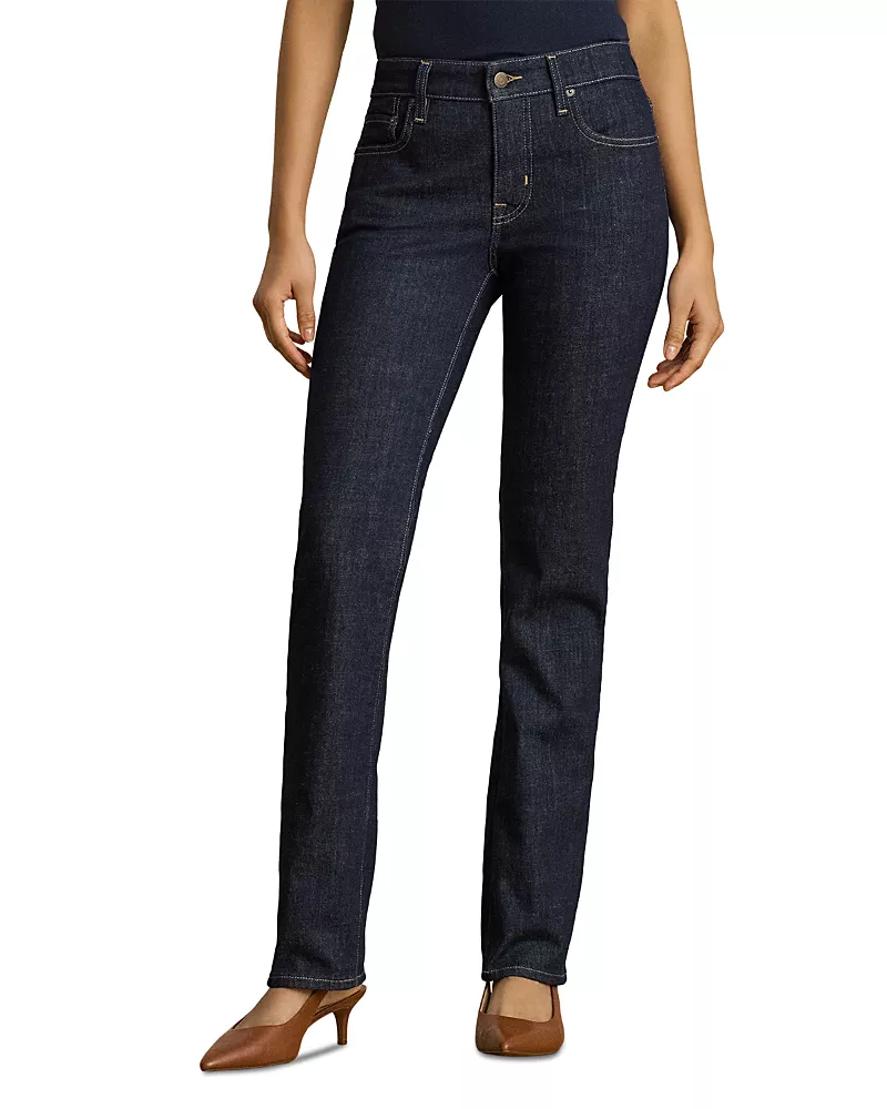 Lauren Ralph Lauren Mid Rise Slim Straight Jeans in Rinse Wash