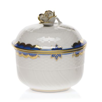 Princess Victoria Blue Covered Sugar with Rose
