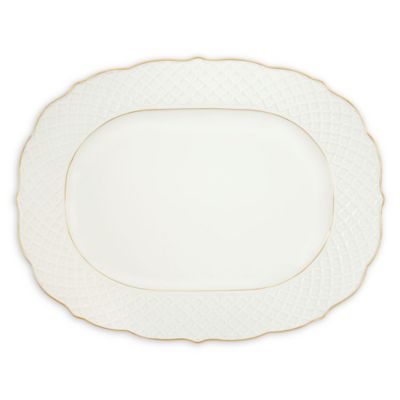 Empire White & Gold Oval Platter, Medium