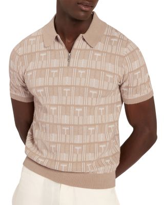 Nappier Short Sleeve Jacquard Zip Sweater Polo