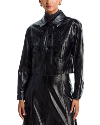 Croc Embossed Faux Leather Jacket - Exclusive