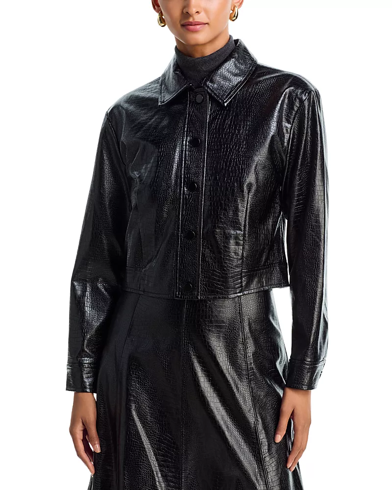 Aqua Croc Embossed Faux Leather Jacket - Exclusive