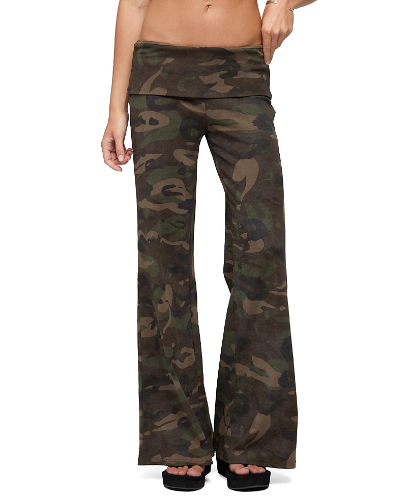 Edikted Lumielle Camo Wide Leg Foldover Pants